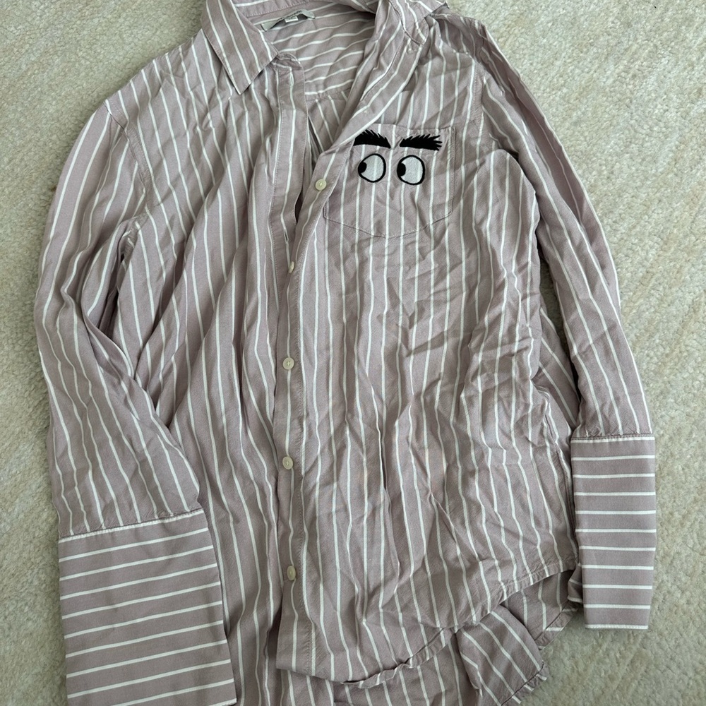Madewell purple Striped women’s Shirt with Eye Embroidery